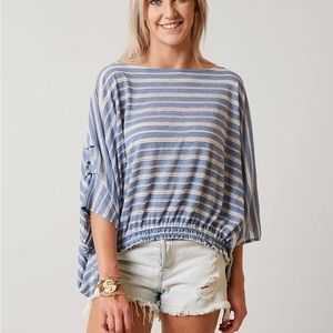 M /L // Free People Blue Azelea Striped Dohlman Sleeve Top